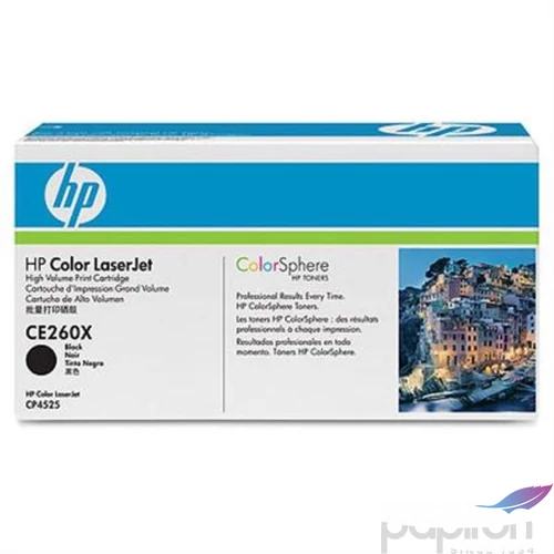 Toner lézer HPCE260X CE260X fekete 17k HP