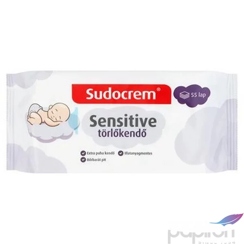 Törlőkendő 55lap SUDOCREM Sensitive 
