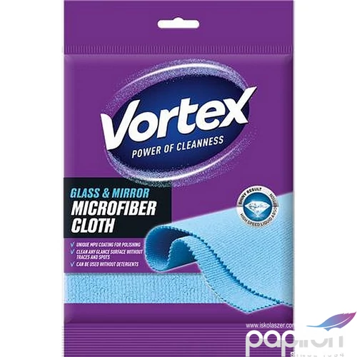 Törlőkendő mikroszálas üveg és tükör felületre 35x35cm 1db VORTEX kék