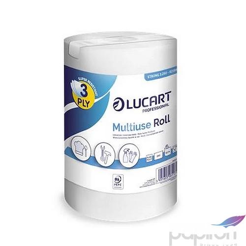 Törlőkendő tekercses univerzális belső adagolású 3 2 rétegű LUCART Multiuse Strong 3.250