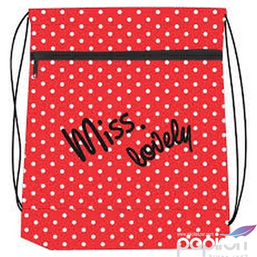 Tornazsák Belmil MISS LOVELY GIRL piros pöttyös 336-91 43x45cm hálós sportzsák Gym Bag
