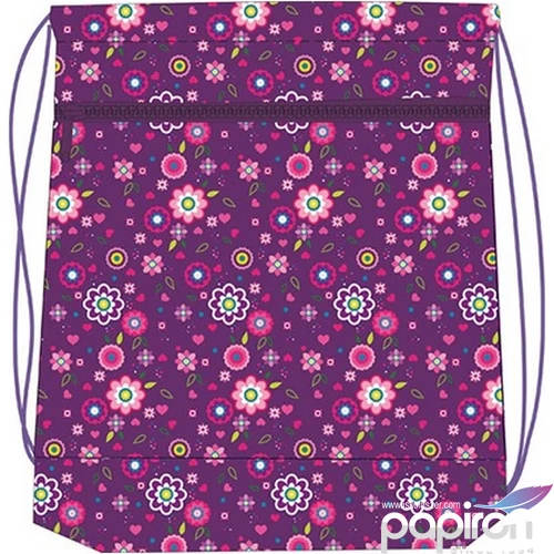 Tornazsák Belmil 20 Violet szívecskés, szíves-virágos lila 336-91 43x45cm hálós sportzsák Gym Bag