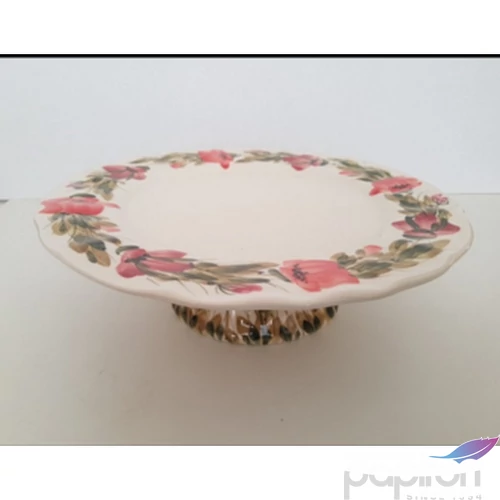 Tortatál Porcelán 28x9cm pipacs kézzel festett kézzel festett