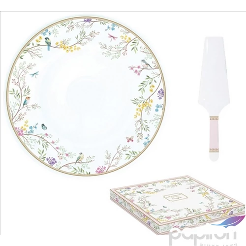 Tortatál porcelán 32cm, Birds Melody dobozban