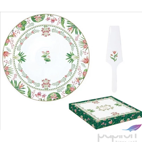 Tortatál porcelán 32cm, Botanical Chic dobozban
