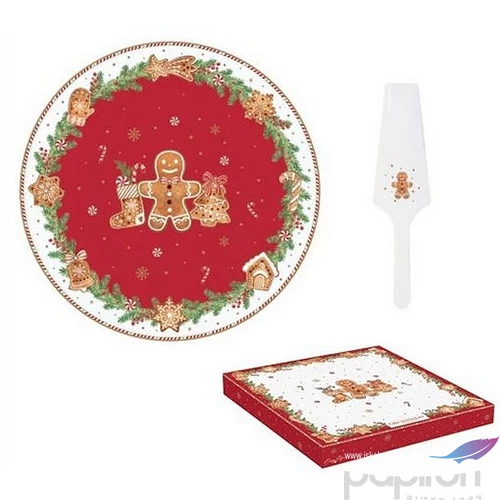 Tortatál Porcelán karácsonyi 32cm, Fancy Gingerbread dobozban