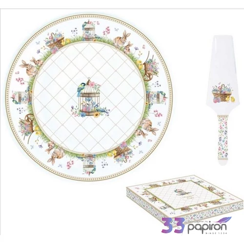 Tortatál Porcelán lapáttal Spring Bloom dobozban