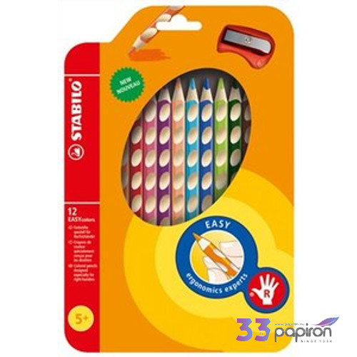 Színes ceruza 12 Stabilo EasyColours háromszög jobbkezes 12színű Írószerek STABILO 332/12