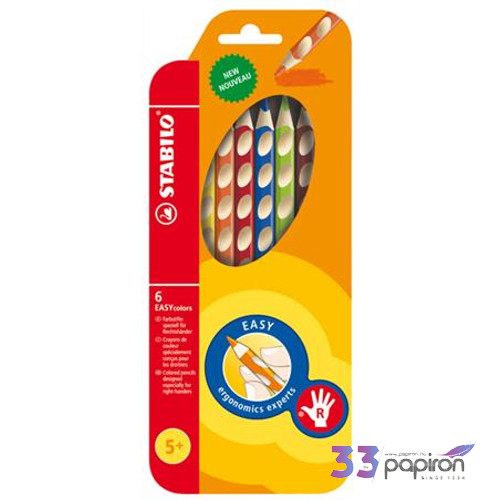Színes ceruza 6 Stabilo EasyColours háromszög jobbkezes 6színű Írószerek STABILO 332/6