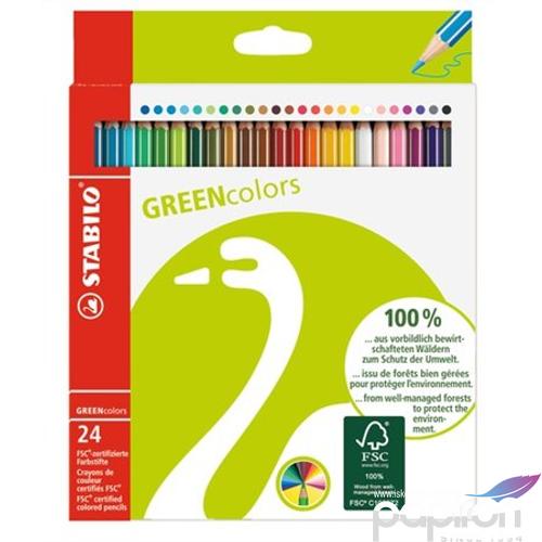 Színes ceruza 24 Stabilo GreenColors hatszögletű 24szín Írószerek STABILO 6019/2-24