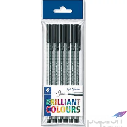 Tűfilc fekete Staedtler Triplus 0,3mm-es, 6db Írószerek STAEDTLER 334-9 PB6