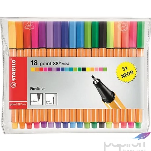 Tűfilc készlet 18 Stabilo Point 88 Mini Neon 0,4mm, 18színű Írószerek STABILO 688/18-2