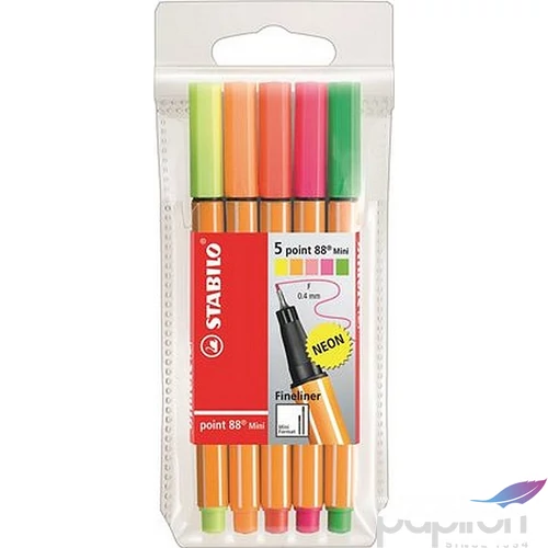 Tűfilc készlet 5 Stabilo Point 88 Mini Neon 0,4mm,5színű Írószerek STABILO 68805-1