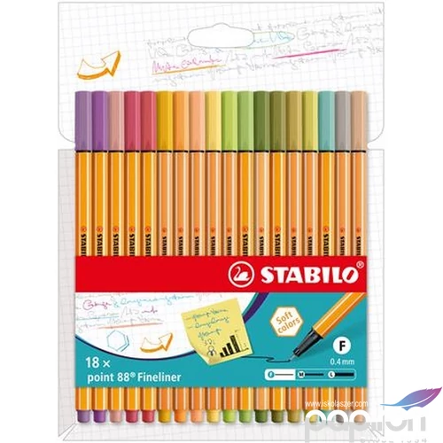 Tűfilc készlet Stabilo 0,4mm, Point 88, 18 különböző szín TST8818225