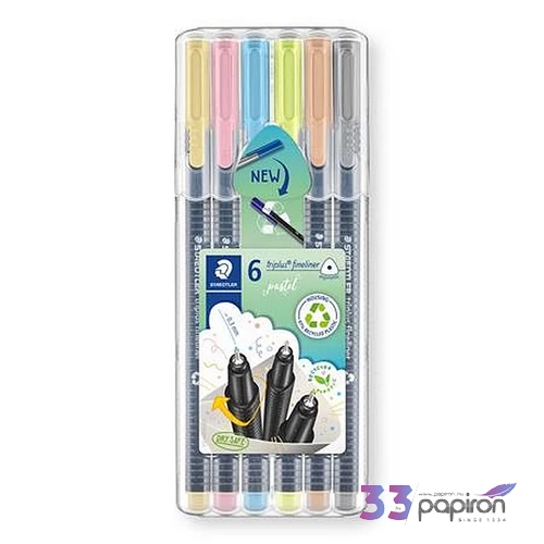 Tűfilc készlet Staedtler 0,3 mm, Triplus 334, 6 különböző pasztell szín