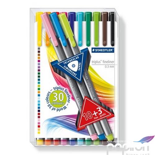 Tűfilc készlet 10+3 Staedtler Triplus Box 0,3mm-es 13színű készlet Írószerek STAEDTLER 334 TB13