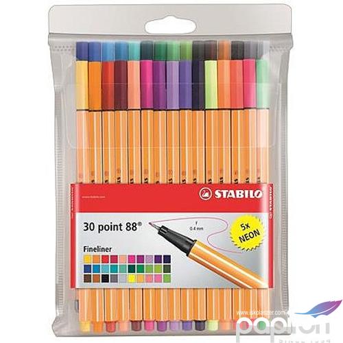 Tűfilc készlet 25+5 Stabilo Point 88' 0,4mm-es, 30színű készlet Írószerek STABILO 8830-1