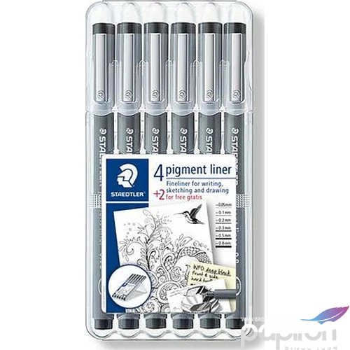 Tusfilc fekete 6 Staedtler Pigment Liner 0, 05/0, 1/0,2/0,3/0,5/ Írószerek STAEDTLER 308 SB6P