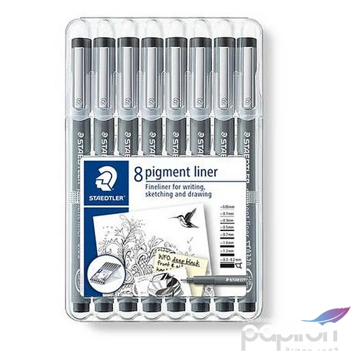 Tusfilc készlet Staedtler 8 különböző vonalvastagság Pigment liner 308, fekete