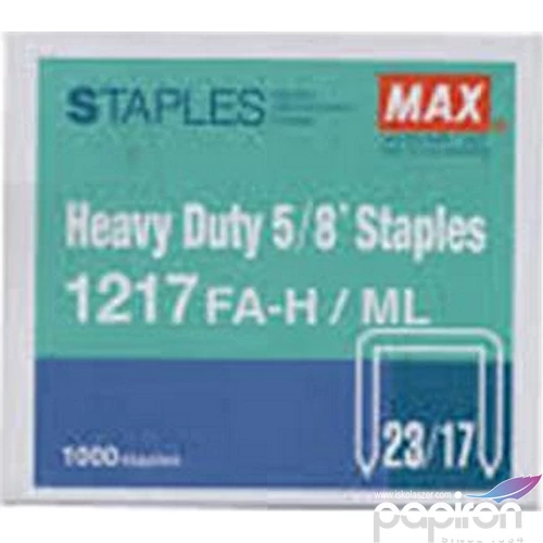 Tűzőkapocs 23/17 Max 170lap 1000db/dob erős Irodai kisgépek MAX 1217FA-H(EUR)STAPLES