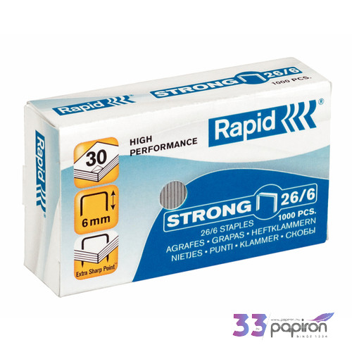 Tűzőkapocs 26/6 Rapid STRONG 26/6 horganyzott 1000db Rapid 1000db rendelési egység ár 1 dob
