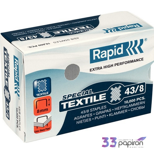 Tűzőkapocs 43/8 Rapid SUPERSTRONG 43/8, textilhez, 10000db/dob Rapid 1db rendelési egység ár 1db-ra