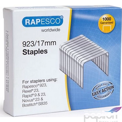 Tűzőkapocs 923/17 Rapesco 160lap 1000db/dob erős horganyzott acél Irodai kisgépek RAPESCO 1240