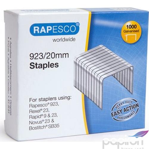Tűzőkapocs 923/20 Rapesco 200lap 1000db/dob erős horganyzott acél Irodai kisgépek RAPESCO 1241