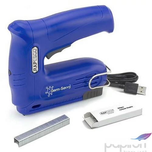 Tűzőpisztoly vezeték nélküli elektromos USB RAPESCO Germ-Savvy T12-USB kék