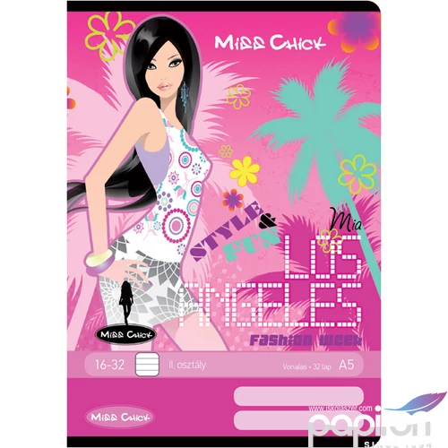 Füzet 16-32 A5 vonalas II.osztályos Miss Chick 2. osztályos füzet