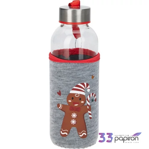 Üveg kulacs 400ml Karácsonyi mintás 4féle KPM25