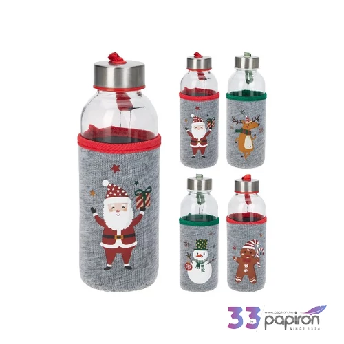 Üveg kulacs 400ml Karácsonyi mintás 4féle KPM25