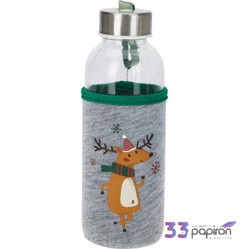 Üveg kulacs 400ml Karácsonyi mintás 4féle KPM25