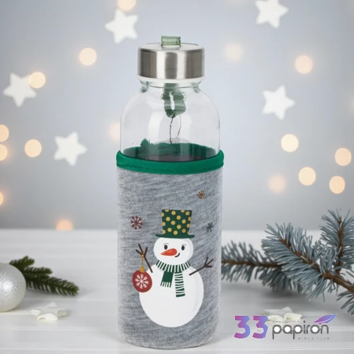 Üveg kulacs 400ml Karácsonyi mintás 4féle KPM25