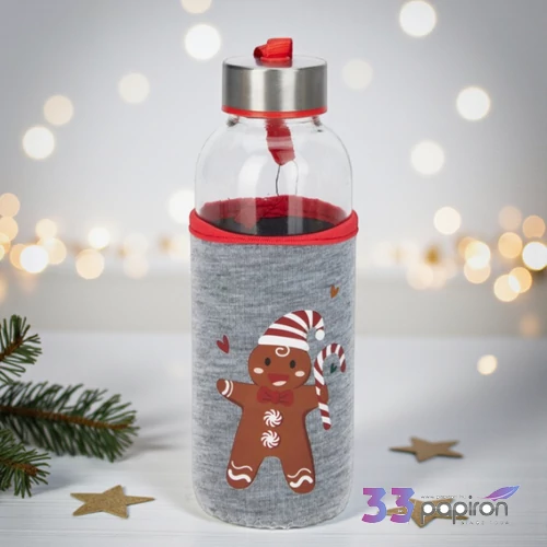 Üveg kulacs 400ml Karácsonyi mintás 4féle KPM25