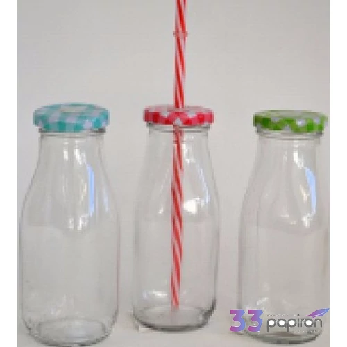 Üveg palack üdítős 200ml szívószál tartós tetővel 224902