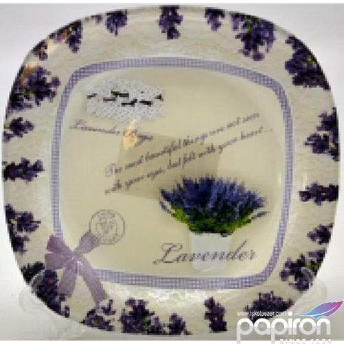 Tányér üveg lekerekített d:20cm violette Levendula szögletes