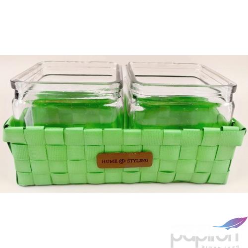 Üvegek fonott tartóban 10x10x10cm vegyes színben