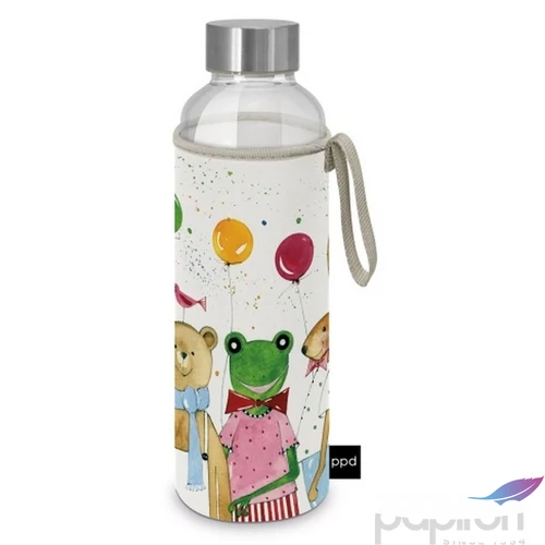 Kulacs Üvegflaska 550ml Kid party, neoprén védőhuzattal Borosilicate üveg