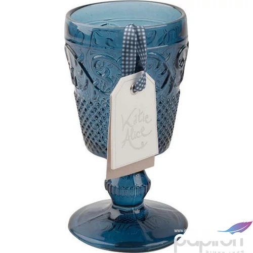 Pohár üvegkehely 16cm kék talpas üvegpohár 275ml Katie Alice: Vintage Indigo