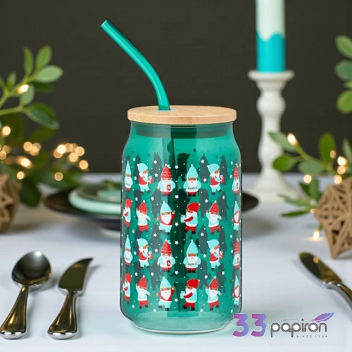Üvegpohár 500ml karácsony mintás 2féle kpm25
