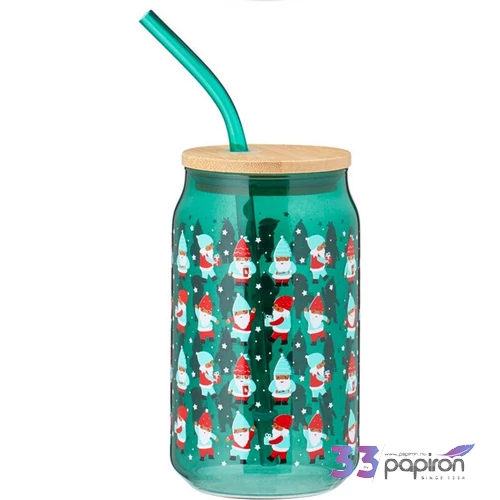 Üvegpohár 500ml karácsony mintás 2féle kpm25