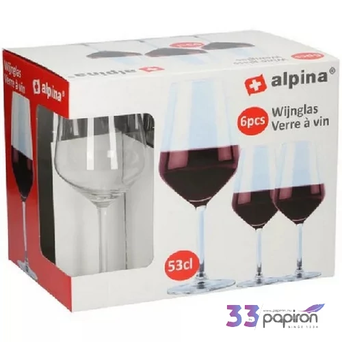 Üvegpohár boros 53cl, 6db-os, Alpina