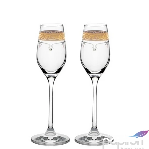 Üvegpohár likőrös 95ml arany szegéllyel, Swarovski dísszel S/2 