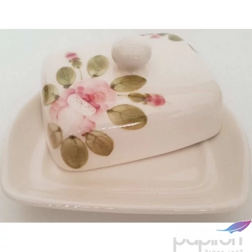 Vajtartó kerámia rózsás 22x15x9cm Romantik, fodros domború mintás kézzel festett