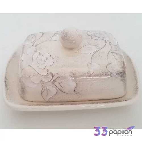 Vajtartó kerámia virágos natúr,kézzel festett sima:19x14,5x9cm