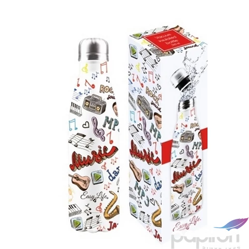 Kulacs duplafalú 500ml rozsdamentes acél hőtartó útipalack Music on Air