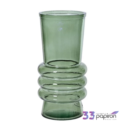 Váza üveg modern átlátszó 24' fényes zöld 25cm sdkae