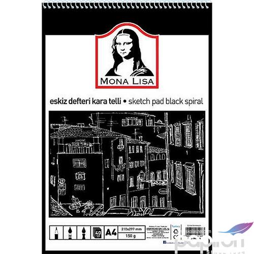 Vázlatfüzet A4 Mona Lisa fekete, 150 gr-os papír - 40 lapos