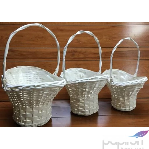 Vessző, fonott kosár füles sze bölcső forma vastag fonású 3db-os 15cm,19cm,21cm